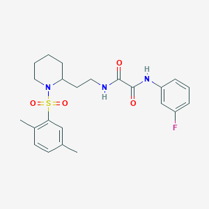 molecular formula C23H28FN3O4S B3013400 N1-(2-(1-((2,5-dimethylphenyl)sulfonyl)piperidin-2-yl)ethyl)-N2-(3-fluorophenyl)oxalamide CAS No. 898461-26-2