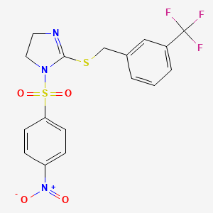 1-(4-Nitrophenyl)sulfonyl-2-[[3-(trifluoromethyl)phenyl]methylsulfanyl]-4,5-dihydroimidazole