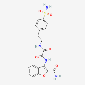 molecular formula C19H18N4O6S B3013425 N1-(2-carbamoylbenzofuran-3-yl)-N2-(4-sulfamoylphenethyl)oxalamide CAS No. 920360-33-4