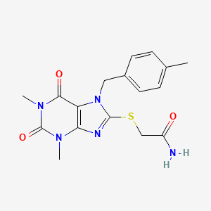 molecular formula C17H19N5O3S B3013427 2-((1,3-dimethyl-7-(4-methylbenzyl)-2,6-dioxo-2,3,6,7-tetrahydro-1H-purin-8-yl)thio)acetamide CAS No. 460360-59-2