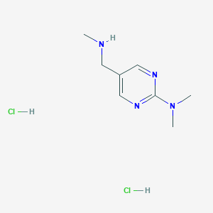molecular formula C8H16Cl2N4 B3013434 N,N-Dimethyl-5-(methylaminomethyl)pyrimidin-2-amine;dihydrochloride CAS No. 2413876-63-6