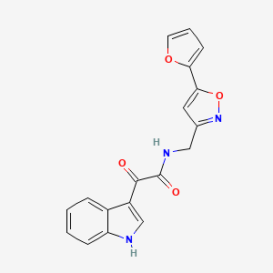 molecular formula C18H13N3O4 B3013444 N-((5-(furan-2-yl)isoxazol-3-yl)methyl)-2-(1H-indol-3-yl)-2-oxoacetamide CAS No. 1105241-85-7