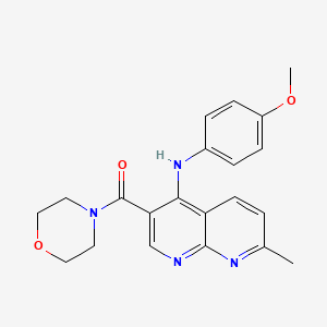 molecular formula C21H22N4O3 B3013446 (4-((4-Methoxyphenyl)amino)-7-methyl-1,8-naphthyridin-3-yl)(morpholino)methanone CAS No. 1251690-05-7
