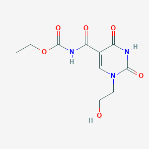 molecular formula C10H13N3O6 B3013451 ethyl N-{[1-(2-hydroxyethyl)-2,4-dioxo-1,2,3,4-tetrahydro-5-pyrimidinyl]carbonyl}carbamate CAS No. 303997-18-4