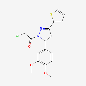 molecular formula C17H17ClN2O3S B3013453 2-chloro-1-[5-(3,4-dimethoxyphenyl)-3-(thiophen-2-yl)-4,5-dihydro-1H-pyrazol-1-yl]ethan-1-one CAS No. 731826-81-6