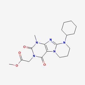 molecular formula C18H25N5O4 B3013454 methyl 2-(9-cyclohexyl-1-methyl-2,4-dioxo-7,8-dihydro-6H-purino[7,8-a]pyrimidin-3-yl)acetate CAS No. 876151-28-9