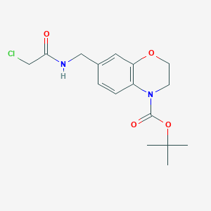 molecular formula C16H21ClN2O4 B3013474 Tert-butyl 7-[[(2-chloroacetyl)amino]methyl]-2,3-dihydro-1,4-benzoxazine-4-carboxylate CAS No. 2411220-32-9