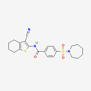 molecular formula C22H25N3O3S2 B3013478 4-(azepan-1-ylsulfonyl)-N-(3-cyano-4,5,6,7-tetrahydrobenzo[b]thiophen-2-yl)benzamide CAS No. 306291-88-3
