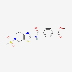 molecular formula C16H17N3O5S2 B3013481 Methyl 4-((5-(methylsulfonyl)-4,5,6,7-tetrahydrothiazolo[5,4-c]pyridin-2-yl)carbamoyl)benzoate CAS No. 1428363-19-2