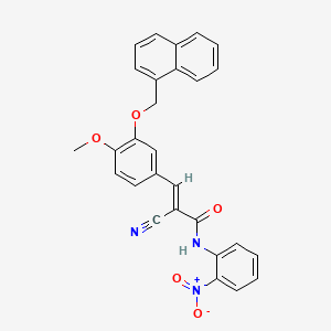 molecular formula C28H21N3O5 B3013485 (E)-2-cyano-3-[4-methoxy-3-(naphthalen-1-ylmethoxy)phenyl]-N-(2-nitrophenyl)prop-2-enamide CAS No. 380563-91-7