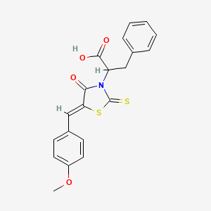 2-[(5Z)-5-[(4-methoxyphenyl)methylidene]-4-oxo-2-sulfanylidene-1,3-thiazolidin-3-yl]-3-phenylpropanoic acid