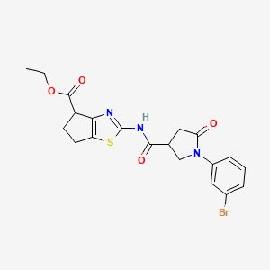 ethyl 2-(1-(3-bromophenyl)-5-oxopyrrolidine-3-carboxamido)-5,6-dihydro-4H-cyclopenta[d]thiazole-4-carboxylate