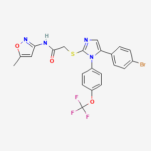 molecular formula C22H16BrF3N4O3S B3013531 2-((5-(4-bromophenyl)-1-(4-(trifluoromethoxy)phenyl)-1H-imidazol-2-yl)thio)-N-(5-methylisoxazol-3-yl)acetamide CAS No. 1226434-05-4