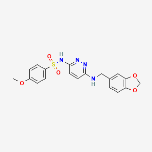 N-(6-((benzo[d][1,3]dioxol-5-ylmethyl)amino)pyridazin-3-yl)-4-methoxybenzenesulfonamide