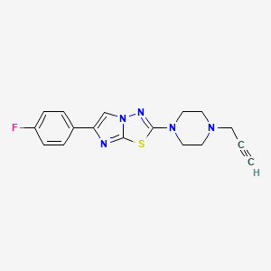 molecular formula C17H16FN5S B3013556 1-[6-(4-Fluorophenyl)imidazo[2,1-b][1,3,4]thiadiazol-2-yl]-4-(prop-2-yn-1-yl)piperazine CAS No. 1375196-35-2