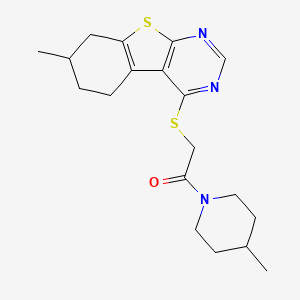 1-(4-Methylpiperidin-1-yl)-2-[(7-methyl-5,6,7,8-tetrahydro-[1]benzothiolo[2,3-d]pyrimidin-4-yl)sulfanyl]ethanone
