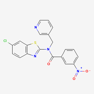 molecular formula C20H13ClN4O3S B3013590 N-(6-chlorobenzo[d]thiazol-2-yl)-3-nitro-N-(pyridin-3-ylmethyl)benzamide CAS No. 895021-70-2