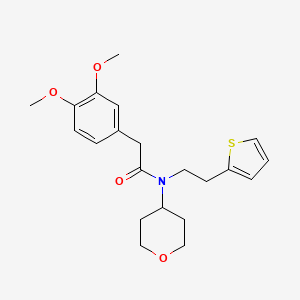 molecular formula C21H27NO4S B3013591 2-(3,4-dimethoxyphenyl)-N-(tetrahydro-2H-pyran-4-yl)-N-(2-(thiophen-2-yl)ethyl)acetamide CAS No. 1798543-63-1