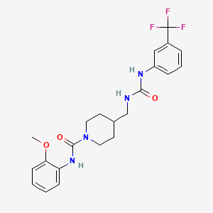 molecular formula C22H25F3N4O3 B3013612 N-(2-methoxyphenyl)-4-((3-(3-(trifluoromethyl)phenyl)ureido)methyl)piperidine-1-carboxamide CAS No. 1234876-09-5
