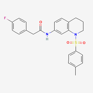 molecular formula C24H23FN2O3S B3013623 2-(4-fluorophenyl)-N-(1-tosyl-1,2,3,4-tetrahydroquinolin-7-yl)acetamide CAS No. 898429-64-6