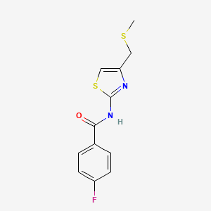molecular formula C12H11FN2OS2 B3013627 4-fluoro-N-(4-((methylthio)methyl)thiazol-2-yl)benzamide CAS No. 941973-62-2