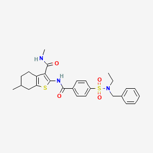 molecular formula C27H31N3O4S2 B3013628 2-(4-(N-benzyl-N-ethylsulfamoyl)benzamido)-N,6-dimethyl-4,5,6,7-tetrahydrobenzo[b]thiophene-3-carboxamide CAS No. 921134-40-9