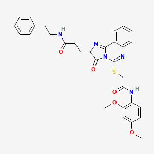 B3013630 3-[5-({[(2,4-dimethoxyphenyl)carbamoyl]methyl}sulfanyl)-3-oxo-2H,3H-imidazo[1,2-c]quinazolin-2-yl]-N-(2-phenylethyl)propanamide CAS No. 1037222-69-7