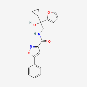 molecular formula C19H18N2O4 B3013632 N-[2-cyclopropyl-2-(furan-2-yl)-2-hydroxyethyl]-5-phenyl-1,2-oxazole-3-carboxamide CAS No. 1396854-13-9