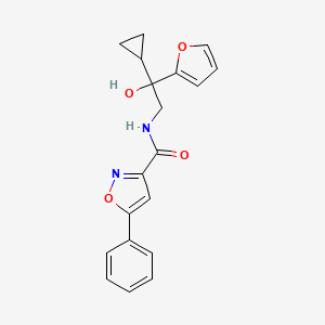 molecular formula C19H18N2O4 B3013632 N-(2-cyclopropyl-2-(furan-2-yl)-2-hydroxyethyl)-5-phenylisoxazole-3-carboxamide CAS No. 1396854-13-9