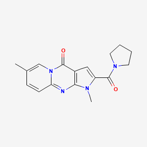 molecular formula C17H18N4O2 B3013633 1,7-dimethyl-2-(pyrrolidine-1-carbonyl)pyrido[1,2-a]pyrrolo[2,3-d]pyrimidin-4(1H)-one CAS No. 946338-95-0