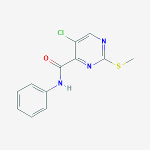 molecular formula C12H10ClN3OS B3013650 5-chloro-2-(methylthio)-N-phenylpyrimidine-4-carboxamide CAS No. 898648-42-5