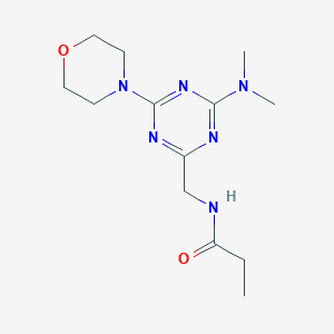 molecular formula C13H22N6O2 B3013653 N-((4-(dimethylamino)-6-morpholino-1,3,5-triazin-2-yl)methyl)propionamide CAS No. 2034550-52-0