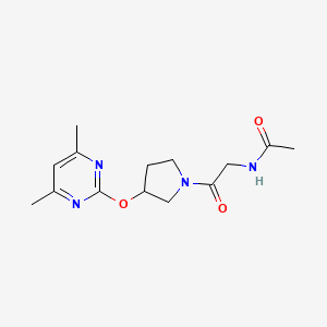 molecular formula C14H20N4O3 B3013660 N-(2-(3-((4,6-dimethylpyrimidin-2-yl)oxy)pyrrolidin-1-yl)-2-oxoethyl)acetamide CAS No. 2034434-54-1