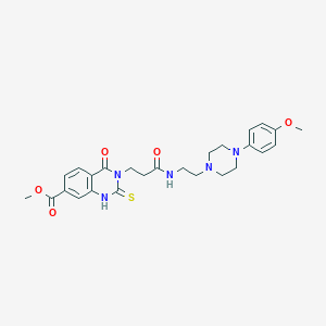 molecular formula C26H31N5O5S B3013673 Methyl 3-(3-((2-(4-(4-methoxyphenyl)piperazin-1-yl)ethyl)amino)-3-oxopropyl)-4-oxo-2-thioxo-1,2,3,4-tetrahydroquinazoline-7-carboxylate CAS No. 1114627-08-5