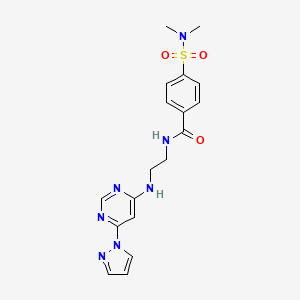 molecular formula C18H21N7O3S B3013674 N-(2-((6-(1H-pyrazol-1-yl)pyrimidin-4-yl)amino)ethyl)-4-(N,N-dimethylsulfamoyl)benzamide CAS No. 1251543-29-9