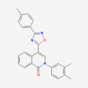 molecular formula C26H21N3O2 B3013675 2-(3,4-dimethylphenyl)-4-(3-(p-tolyl)-1,2,4-oxadiazol-5-yl)isoquinolin-1(2H)-one CAS No. 1359087-08-3