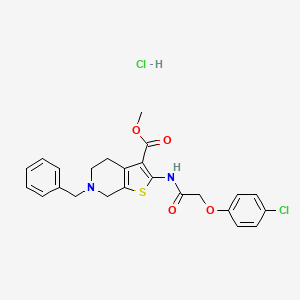 molecular formula C24H24Cl2N2O4S B3013679 Methyl 6-benzyl-2-(2-(4-chlorophenoxy)acetamido)-4,5,6,7-tetrahydrothieno[2,3-c]pyridine-3-carboxylate hydrochloride CAS No. 1216654-61-3