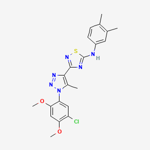 molecular formula C21H21ClN6O2S B3013682 3-[1-(5-chloro-2,4-dimethoxyphenyl)-5-methyl-1H-1,2,3-triazol-4-yl]-N-(3,4-dimethylphenyl)-1,2,4-thiadiazol-5-amine CAS No. 1189921-51-4