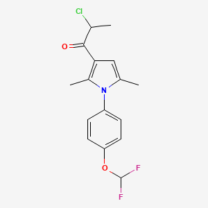 molecular formula C16H16ClF2NO2 B3013687 2-chloro-1-{1-[4-(difluoromethoxy)phenyl]-2,5-dimethyl-1H-pyrrol-3-yl}propan-1-one CAS No. 727696-15-3