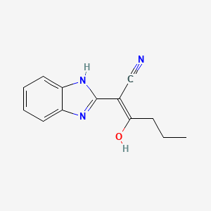 molecular formula C13H13N3O B3013688 (Z)-2-(1H-苯并[d]咪唑-2-基)-3-羟基己-2-烯腈 CAS No. 887197-23-1