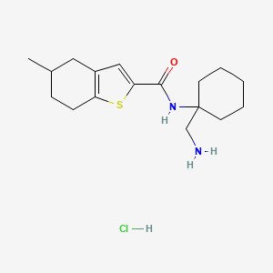 molecular formula C17H27ClN2OS B3013690 N-[1-(Aminomethyl)cyclohexyl]-5-methyl-4,5,6,7-tetrahydro-1-benzothiophene-2-carboxamide;hydrochloride CAS No. 2418730-49-9