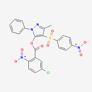 3-methyl-4-((4-nitrophenyl)sulfonyl)-1-phenyl-1H-pyrazol-5-yl 5-chloro-2-nitrobenzoate