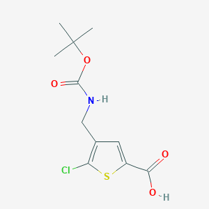 molecular formula C11H14ClNO4S B3013753 4-(((tert-Butoxycarbonyl)amino)methyl)-5-chlorothiophene-2-carboxylic acid CAS No. 2169533-83-7