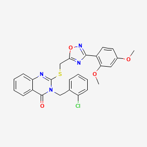 molecular formula C26H21ClN4O4S B3013755 3-(2-chlorobenzyl)-2-(((3-(2,4-dimethoxyphenyl)-1,2,4-oxadiazol-5-yl)methyl)thio)quinazolin-4(3H)-one CAS No. 2034453-89-7