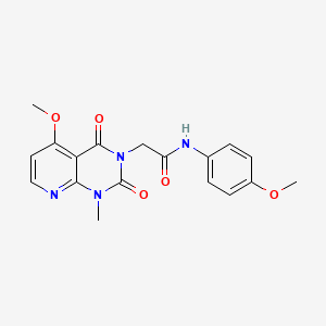 molecular formula C18H18N4O5 B3013756 2-(5-methoxy-1-methyl-2,4-dioxo-1,2-dihydropyrido[2,3-d]pyrimidin-3(4H)-yl)-N-(4-methoxyphenyl)acetamide CAS No. 941942-41-2
