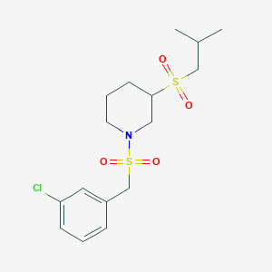 molecular formula C16H24ClNO4S2 B3013766 1-[(3-Chlorophenyl)methanesulfonyl]-3-(2-methylpropanesulfonyl)piperidine CAS No. 2097883-22-0