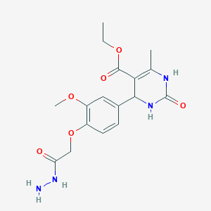 molecular formula C17H22N4O6 B3013767 Ethyl 4-(4-(2-hydrazinyl-2-oxoethoxy)-3-methoxyphenyl)-6-methyl-2-oxo-1,2,3,4-tetrahydropyrimidine-5-carboxylate CAS No. 443296-72-8