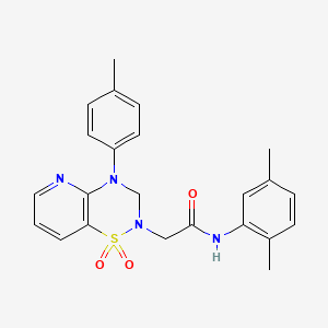 molecular formula C23H24N4O3S B3013777 N-(2,5-dimethylphenyl)-2-(1,1-dioxido-4-(p-tolyl)-3,4-dihydro-2H-pyrido[2,3-e][1,2,4]thiadiazin-2-yl)acetamide CAS No. 1251678-88-2