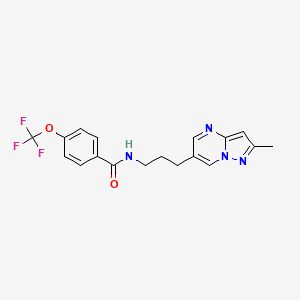 molecular formula C18H17F3N4O2 B3013801 N-(3-(2-methylpyrazolo[1,5-a]pyrimidin-6-yl)propyl)-4-(trifluoromethoxy)benzamide CAS No. 1797321-14-2