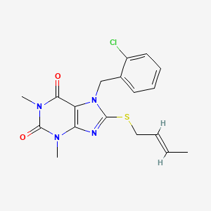 8-[(E)-but-2-enyl]sulfanyl-7-[(2-chlorophenyl)methyl]-1,3-dimethylpurine-2,6-dione